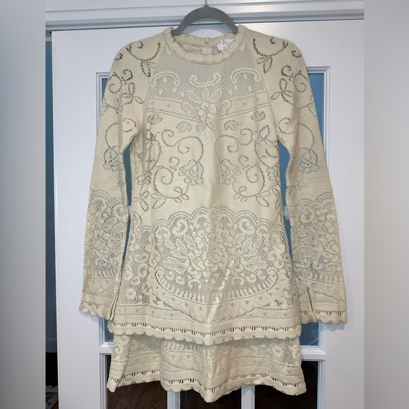 See By Chloe cream eyelet knit mini dress - size 36 - Picture 2 of 6